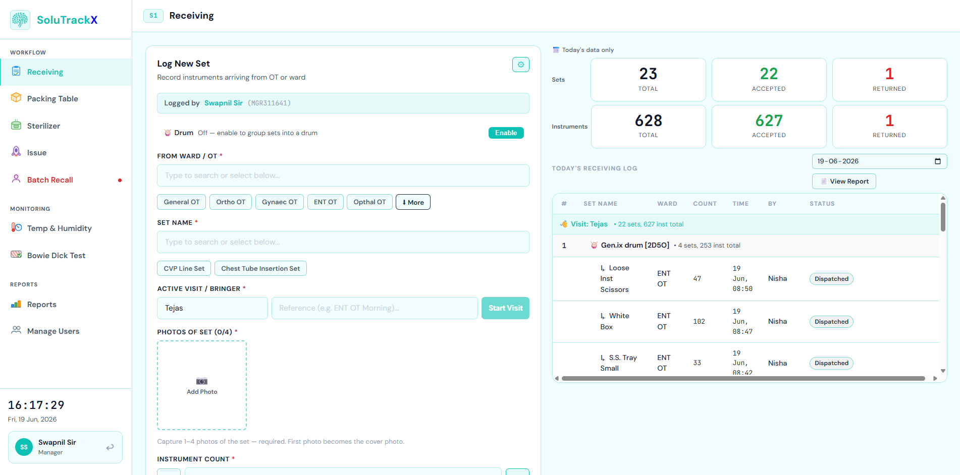 SoluTrackX Receiving Module Interface